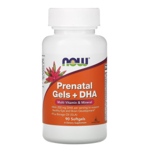 NOW, Prenatal Gels+DHA, 90 капс (30 порций)