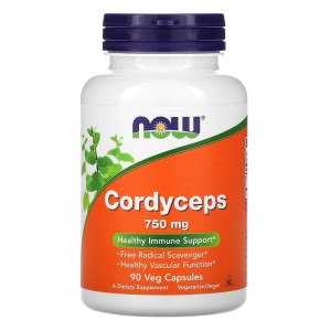NOW, Cordyceps 750 мг, 90 капс (45 порций)