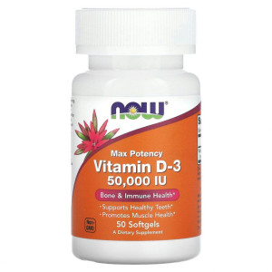 NOW, Vitamin D3 50000, 50 капс (50 порций)