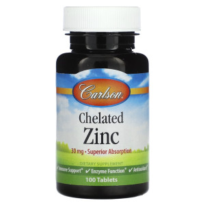 Carlson, Chelated Zinc, 30 мг, 100 табл (100 порций)