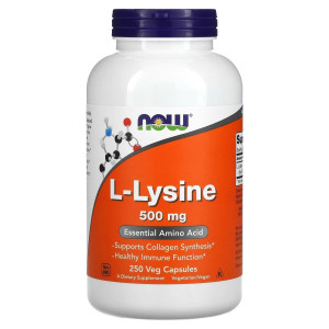 NOW, L-Lysine 500 mg, 250 капс (250 порций)