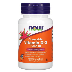 NOW, Vitamin D3 1000, 180 жев табл (180 порций)