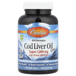 Carlson, Cod Liver Oil + D3, 100 капс